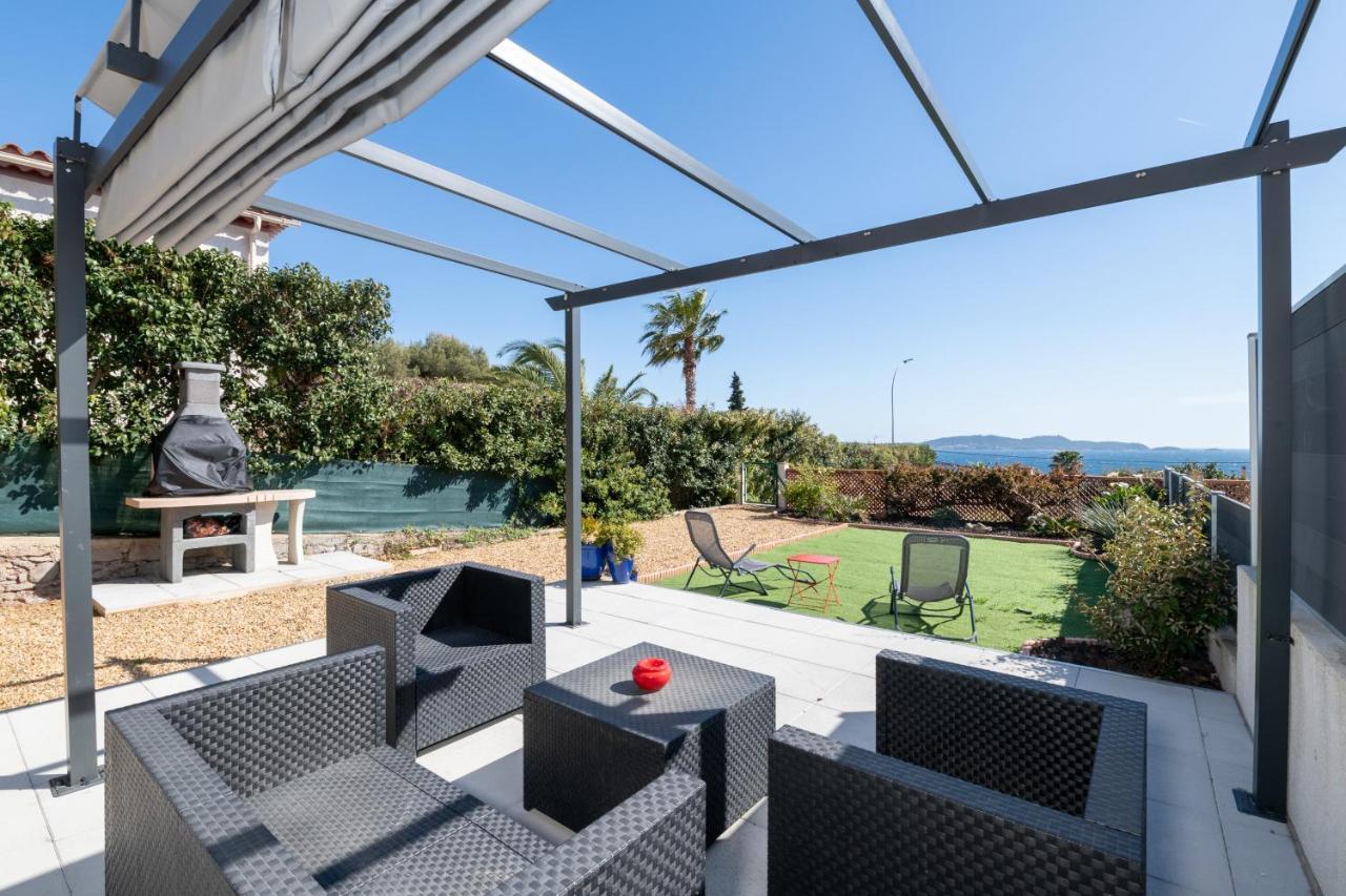 Face A La Mer Superbe Villa Terrasse Barbecue Le Pradet การ์เกราน ภายนอก รูปภาพ